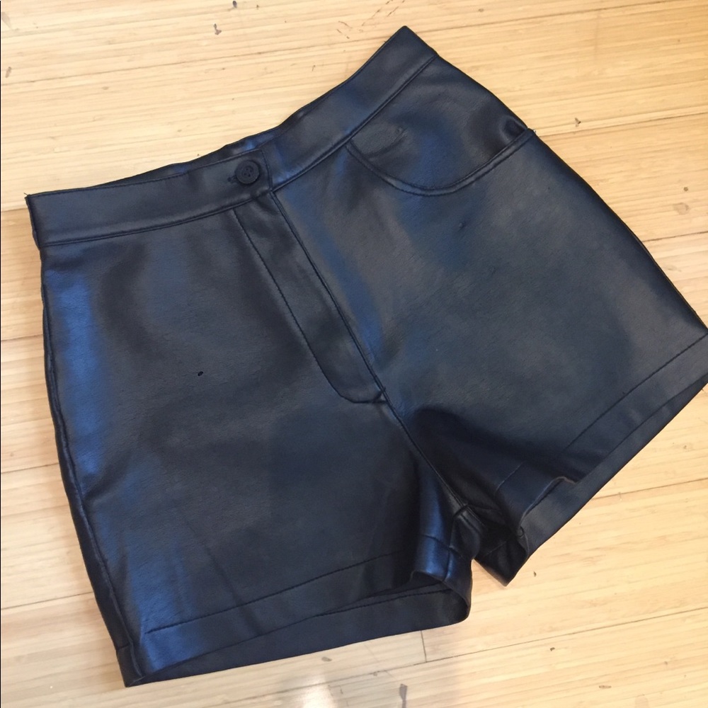 Vintage Vegan Leather High Waisted Shorts
